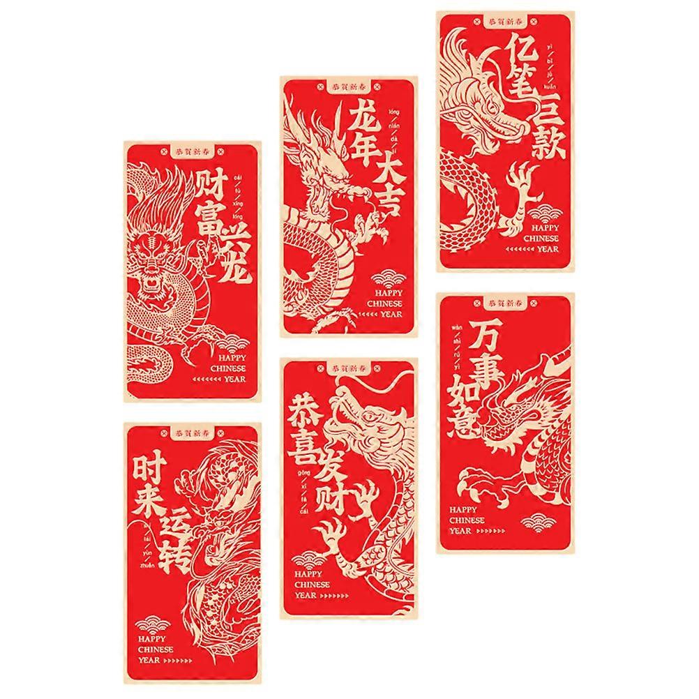 Chinese New Year Red Envelopes with Delicate Patterns for Home Decor and Gifts Assorted Color Paper 6Pcs