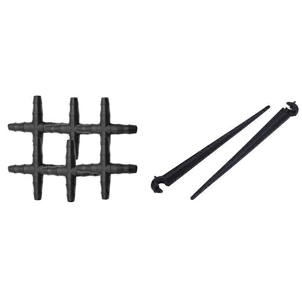 50 Pcs Hose Straight Connector & 50Pcs C-Shaped Garden 4 / 7Mm Drip Irrigation Pipe Bracket Bracket