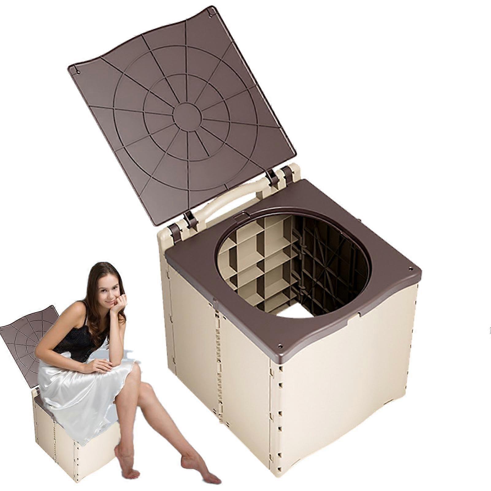 Foldable Potty for On the Go Portable Bucket Toilet for Travel, Camping Toilet with Rubbish Bin Function