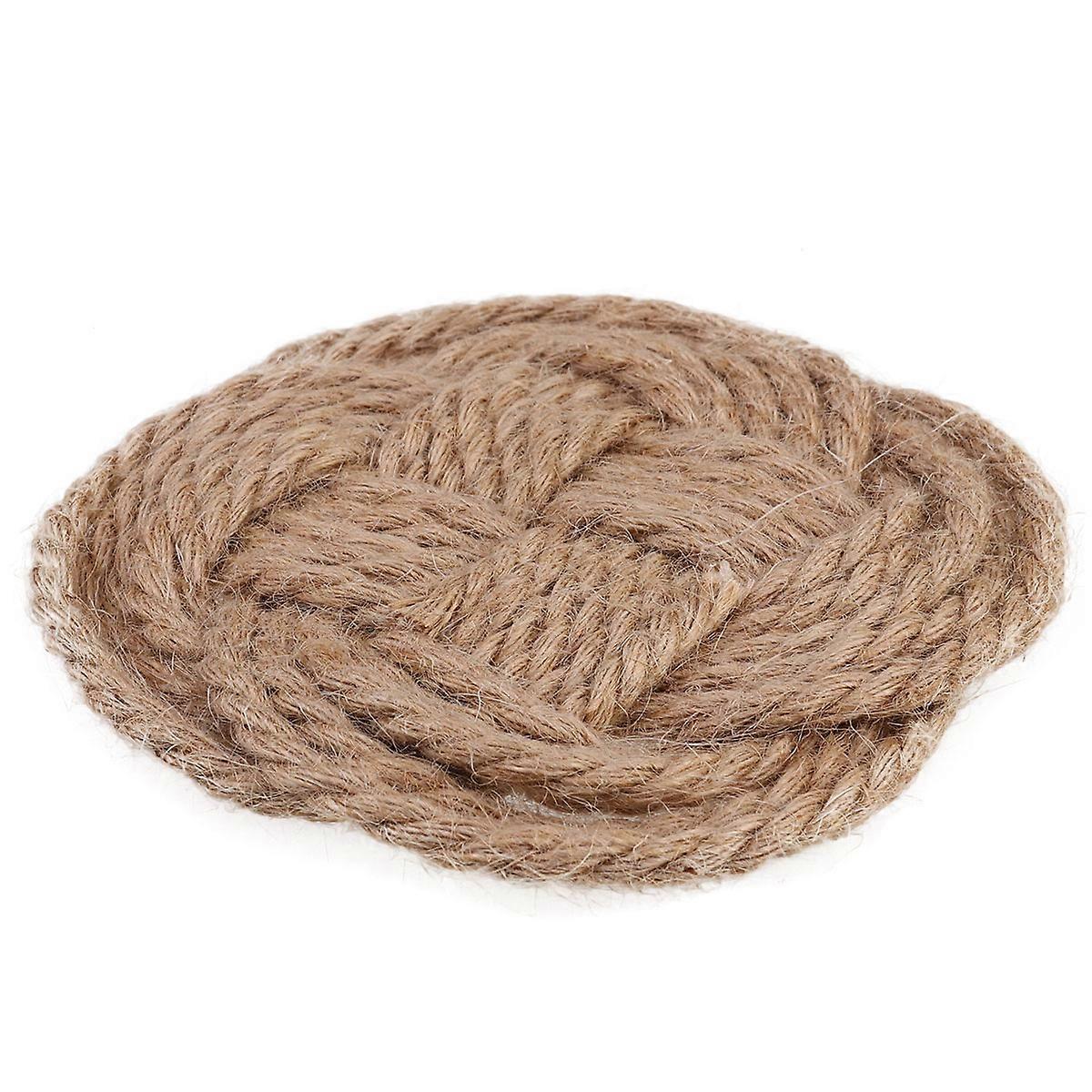 Round Table Placemats Cotton Thread Woven Coasters Dining Use Brown 12.5*12.5cm Protect Table 1Set