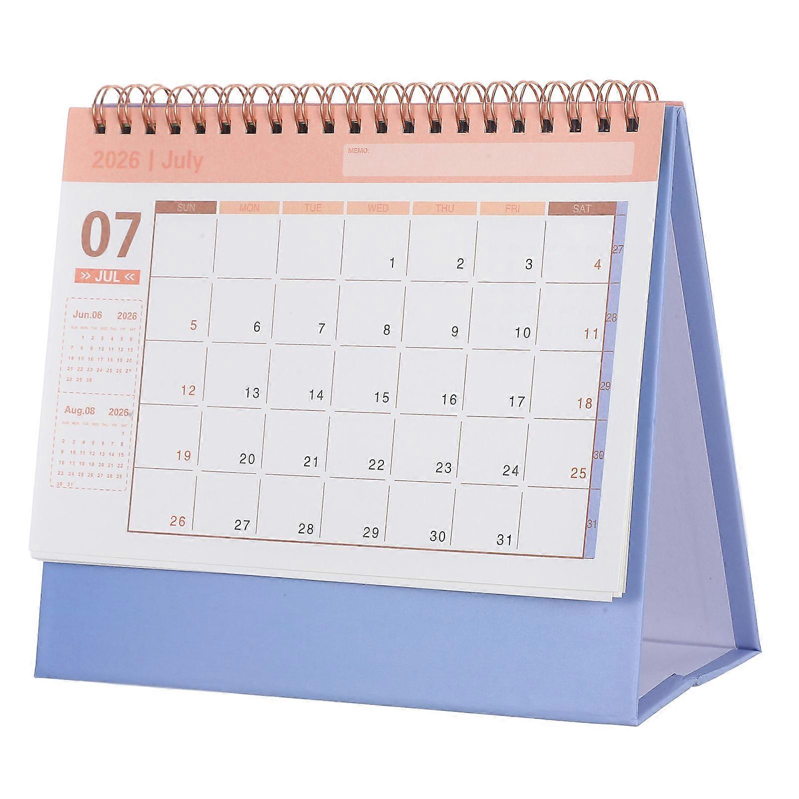 Compact Mini Desk Calendar with Thick Writable Monthly Planner, Standing Flip Design for Home Office and School Scheduling