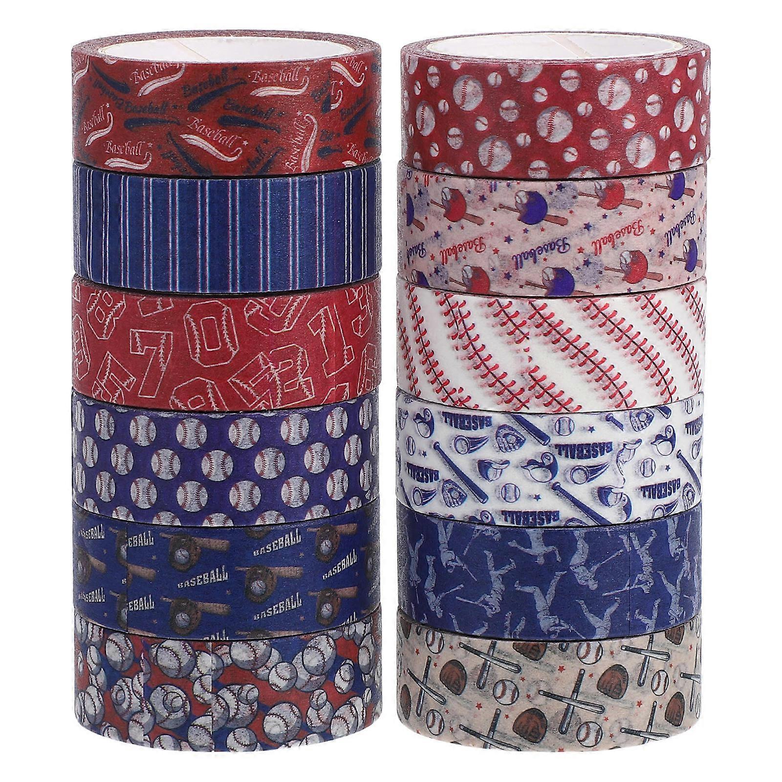 12 Rolls of Baseball Washi Tape Decorative Craft Tape for DIY Projects