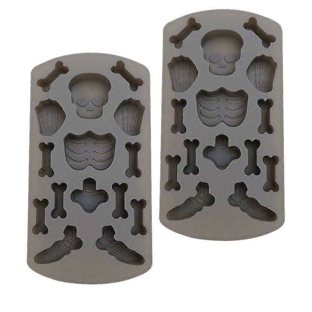 Halloween Baking Molds 2Pcs Creative Silicone Human Skeleton Non-Stick Easy to Demould DIY Cookie or Chocolate Shaping Dark Grey 21X11CM