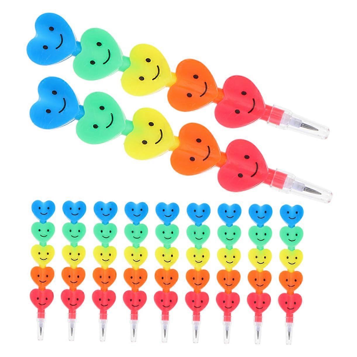 Love Block Pencils Nonsharpenable Children's Drawing Pencils Colored Hearts Stackable Stationery