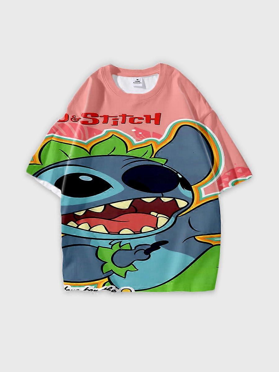 T-shirt round neck Cartoon Pattern loose short sleeve D608