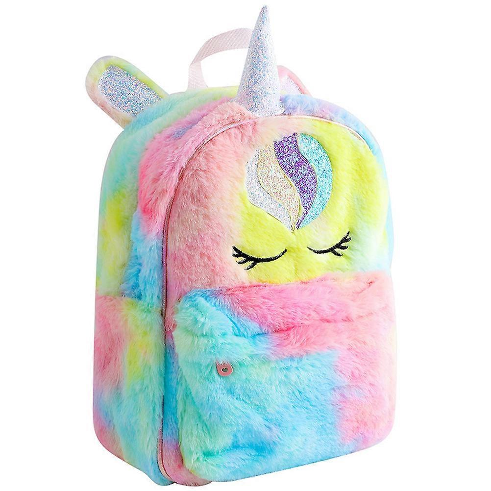 Multi Color Plush Unicorn Backpack for Kids Storage with Durable Materials 7 Inch