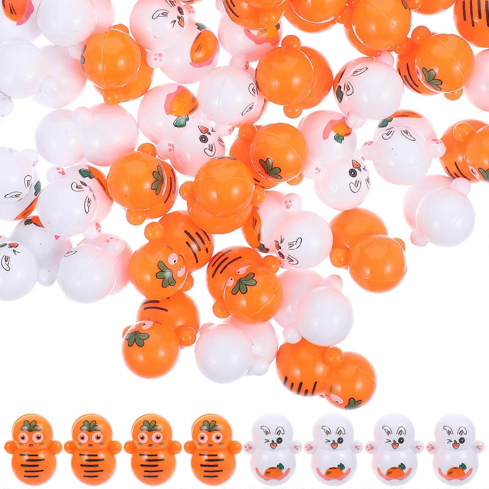 48pcs Adorable Easter Bunny Carrot Toys Small Wobble Tumbler Toys for Easter Decorations