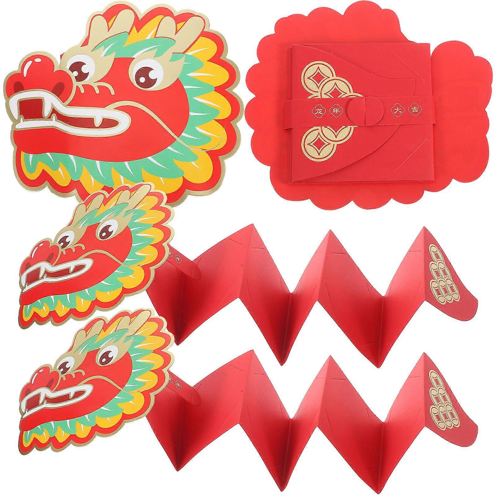 Dragon Year Hong Bao Red Envelopes for Party Use with Bright Patterns and Paper Material Multi Color 6Pcs