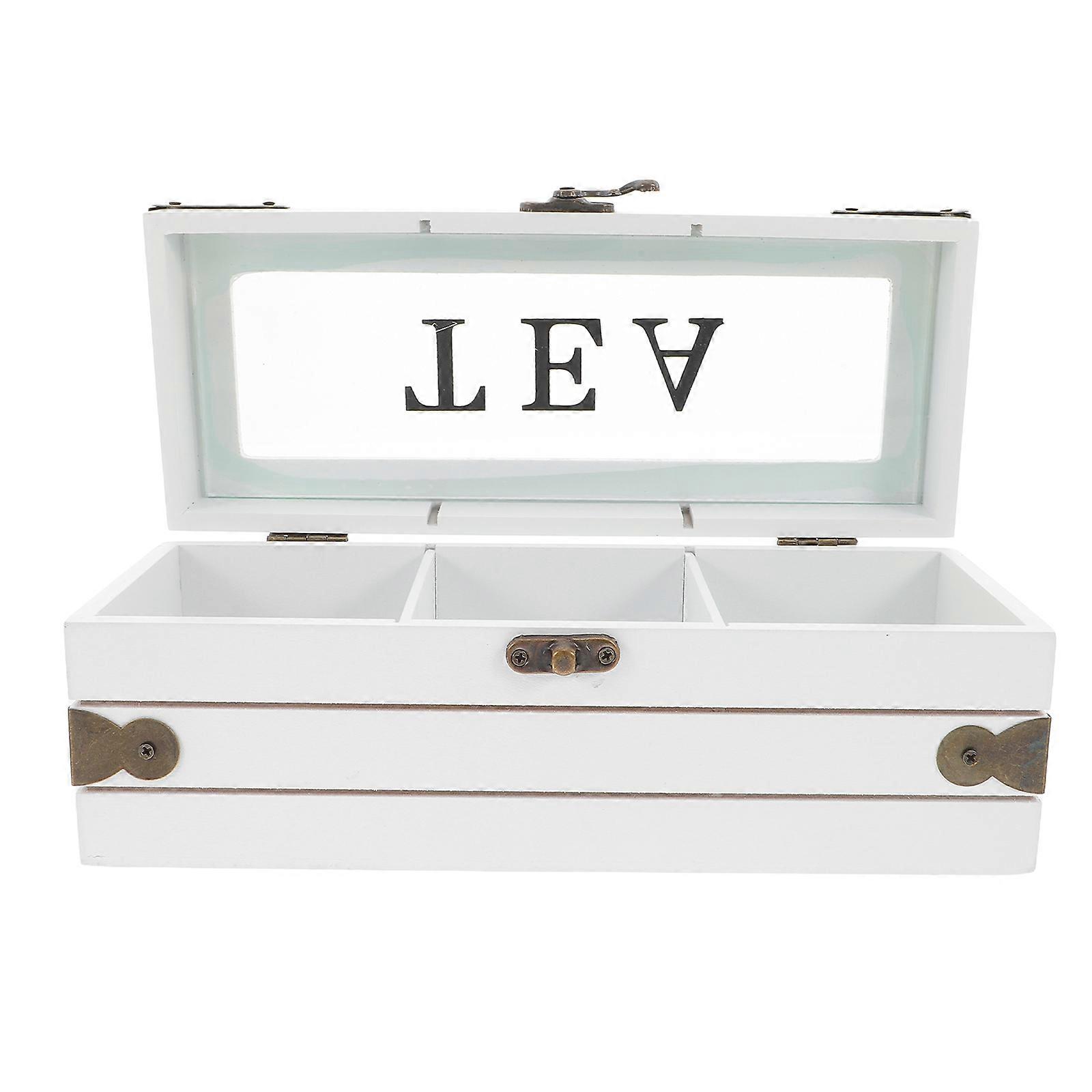 Wooden Tea Bag Box White Multi-Functional Storage Box for Compact Storage