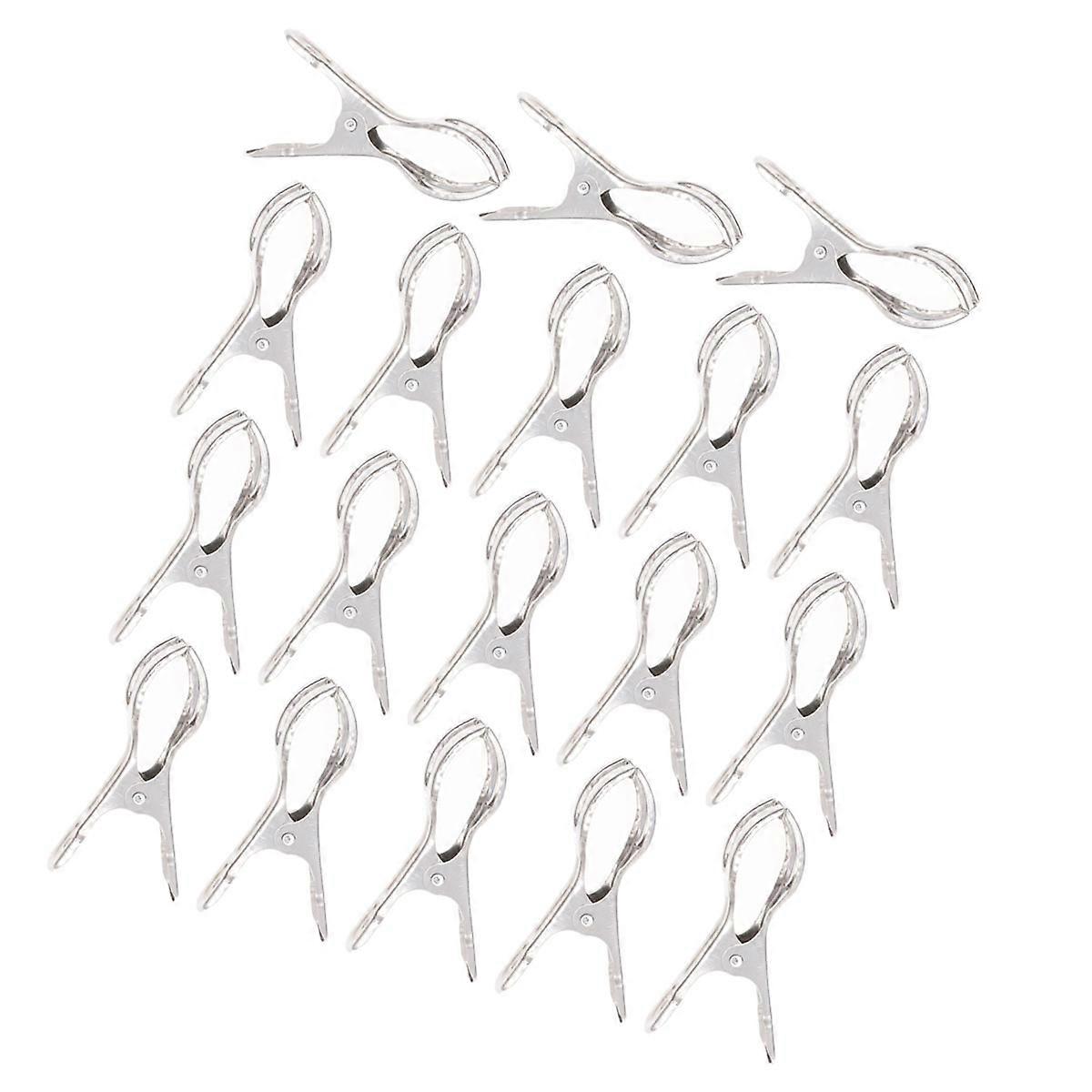 Stainless Steel Windproof Clips for Laundry with Large Clamp Space and Smooth Edges Silver 18 pcs