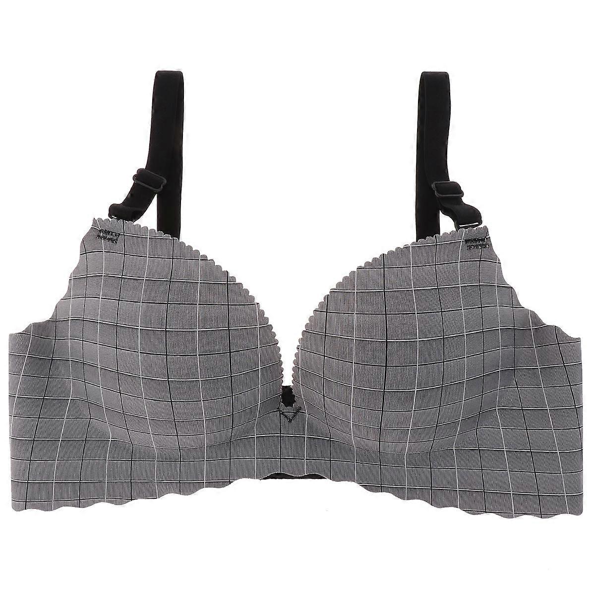 Shaping Lattice Pattern Wireless Bra Designed For Women Under Clothing Black 36/80AB Breathable 1Pcs