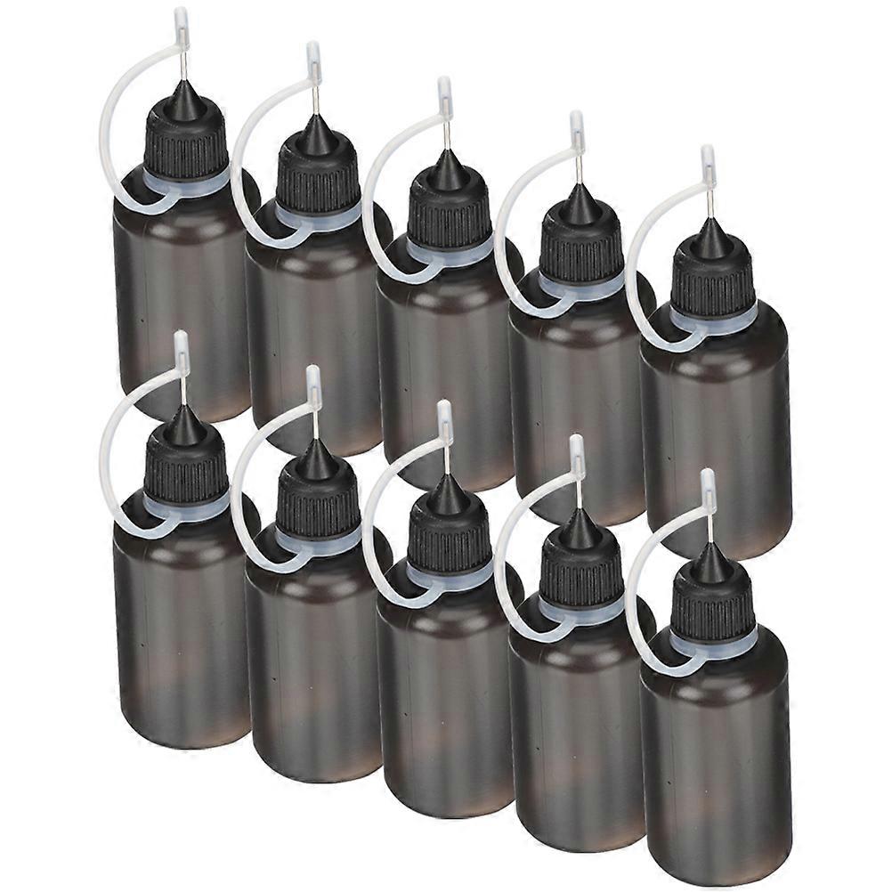 10Pcs Glue Applicator Bottles Perfect For Repair Tasks Black Cylindrical Squeeze Bottles PE Material Oil Application Utility