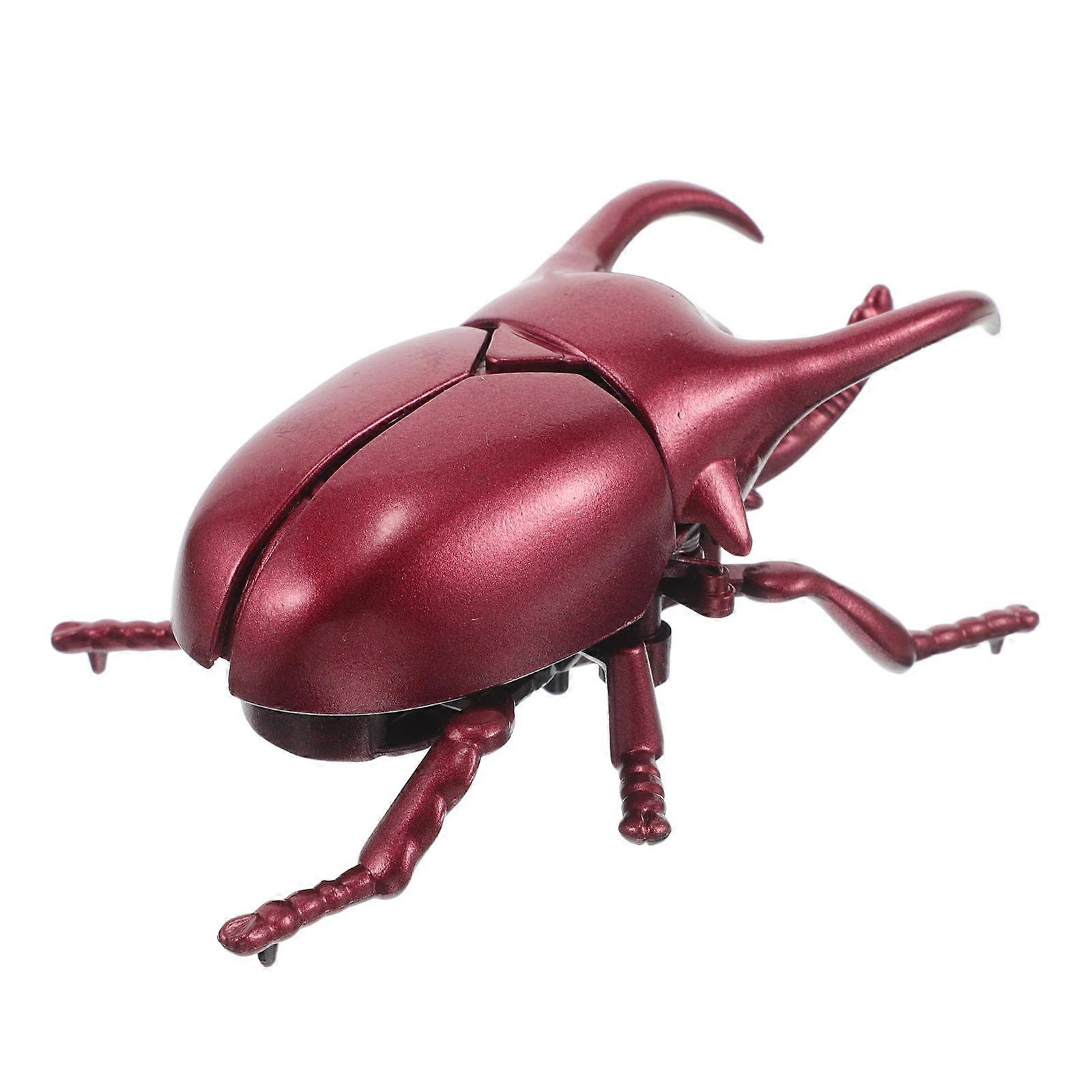 Windup Beetle Plastic Insect Figurine with Clockwork Mechanism   Bright Red Crawling Bug Model for Party Favors and Playtime Fun