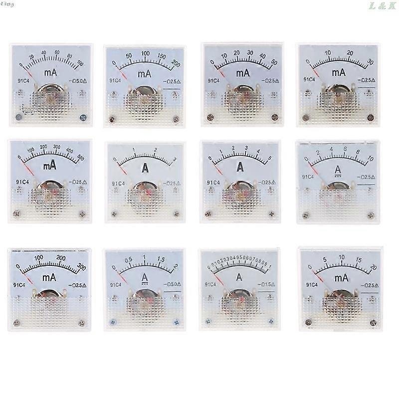 Ammeter DC Analog Current Meter Mechanical Panel With 1/2/3/5/10/20/30/50/100/200/300/500mA A