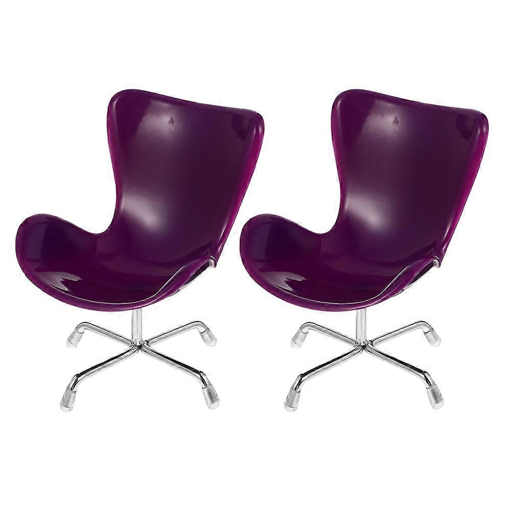 Purple Miniature Swivel Armchair Model for Decor with Smooth Surface and Realistic Look 2 Pieces
