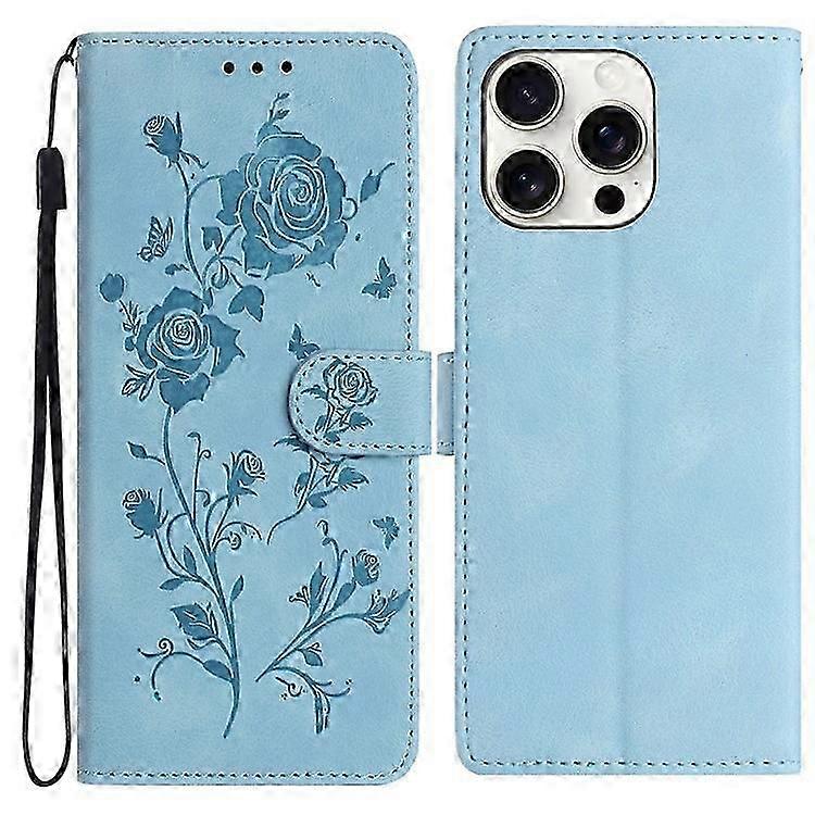 Compatible For iPhone 16 Pro Wallet Case Rose Pattern Imprinted Leather Flip Stand Phone Cover