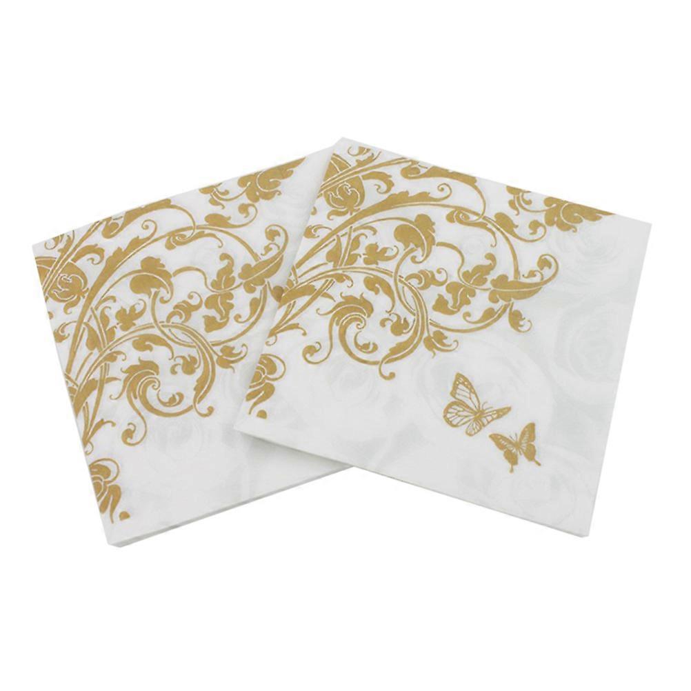Spring Dinner Napkins 100 Pcs Elegant Decoration for Guests 33x33x0.2cm Golden Pattern