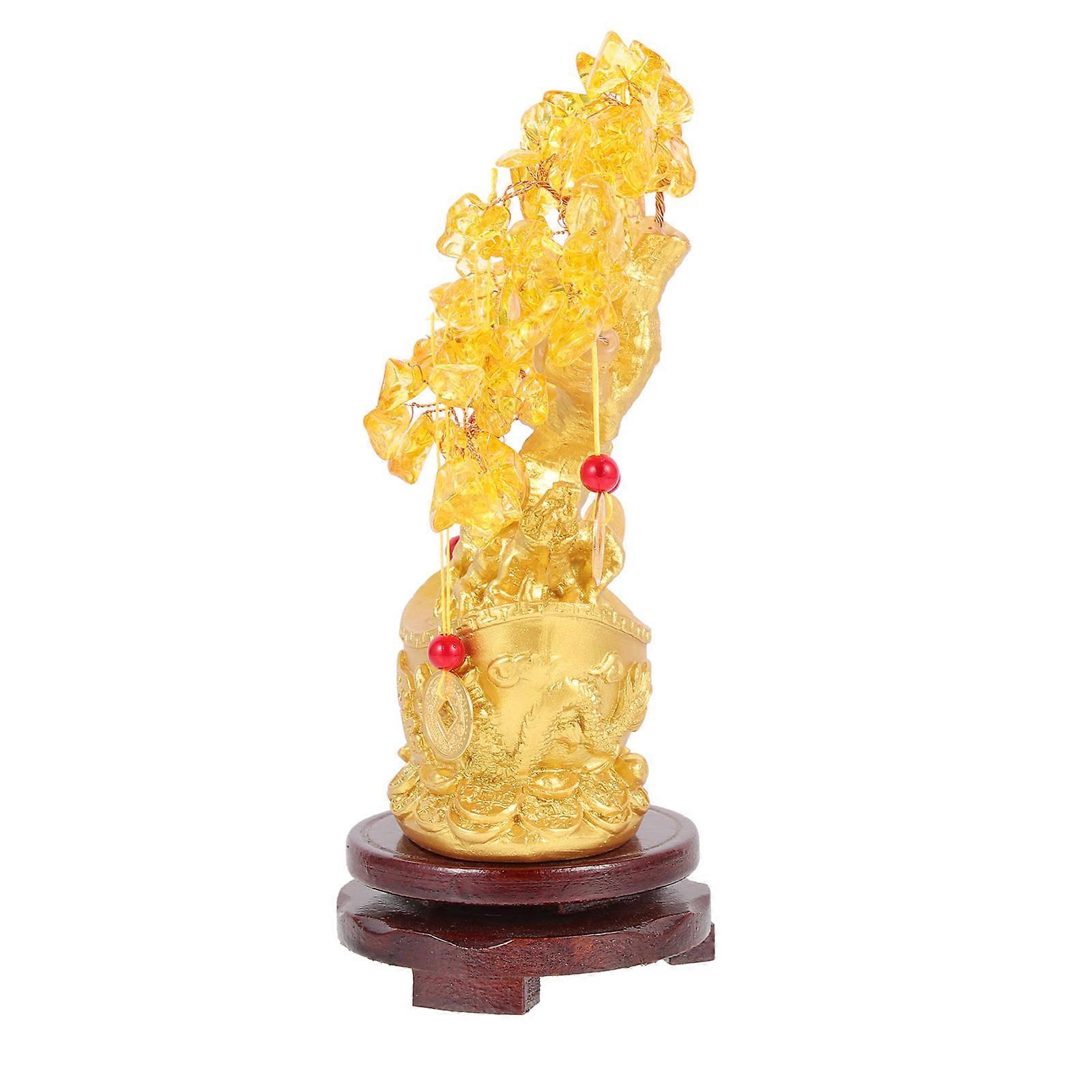 Wealth Attracting Figurines Money Tree For Office Decoration With Tree Shape In Golden Material 1 Set
