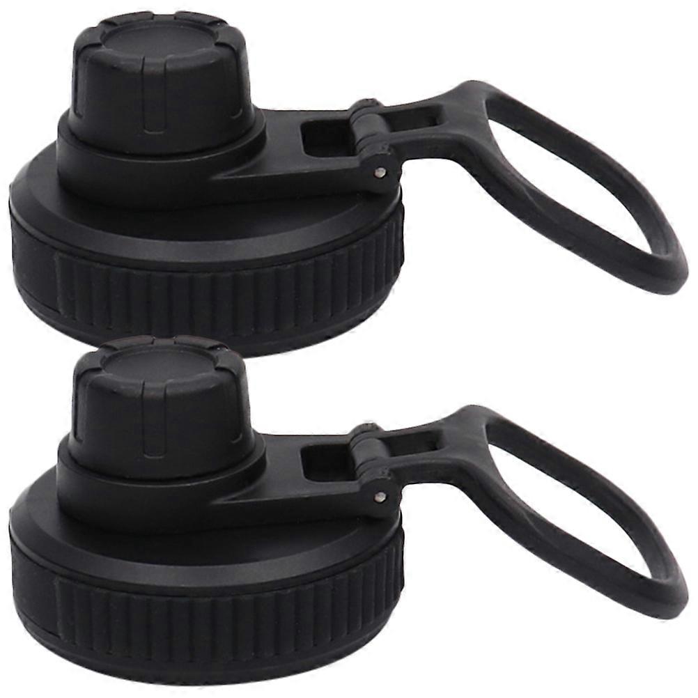 2Pcs Black Leakproof Bottle Caps Wide Mouthed Spout Covers Reduce Disposable Bottle Use Exercise Lightweight Design