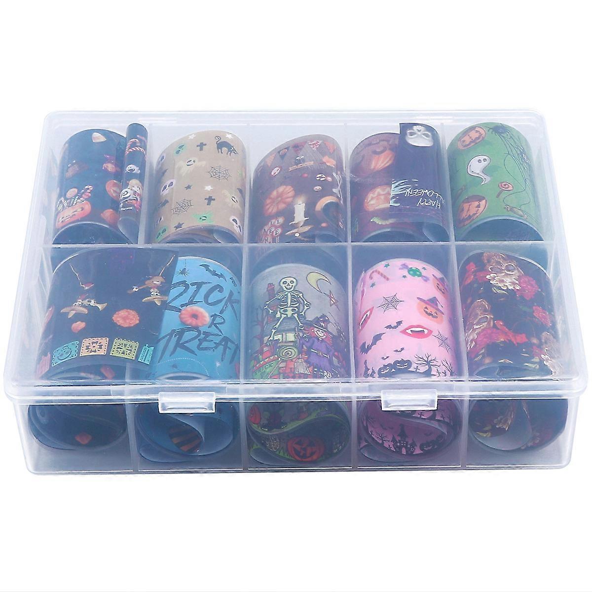 Adhesive Nail Art Decal For Women 1 Box 10 Rolls Stylish Design Perfect For Halloween Party