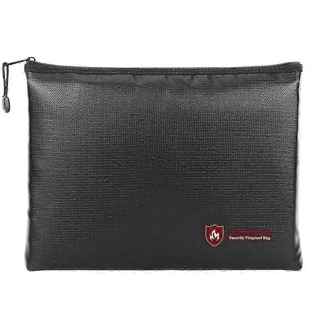 1pc Fire-proof Waterproof File Bag Safety Briefcase Documents Bag (Black)