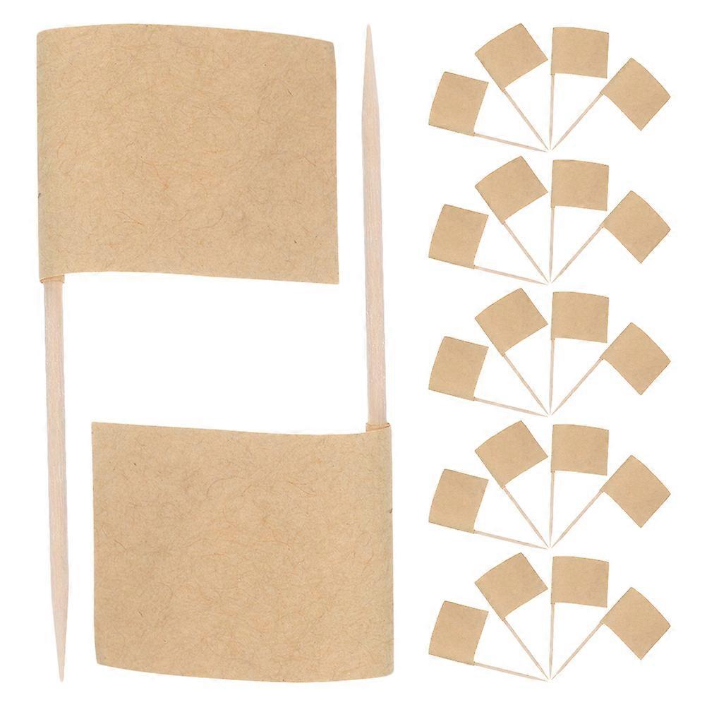 200pcs Brown Blank Toothpick Flags for Food Buffets, Solid Color Markers for Cupcake Toppers, Cheese Labels, Sandwiches, Appetizers & Party