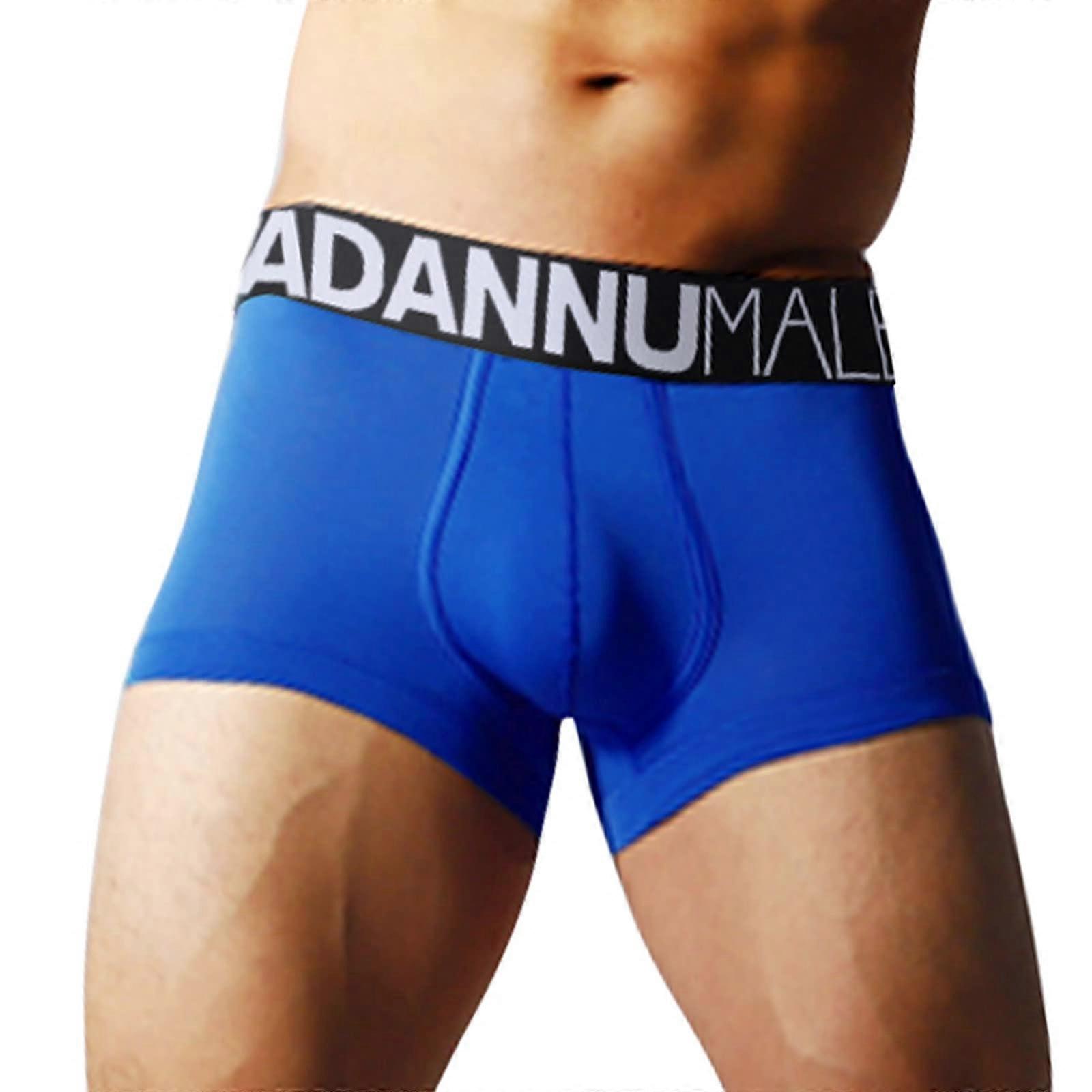 Men's Cotton Boxer Shorts Lightweight Soft Trunks Casual Underpants XL Blue