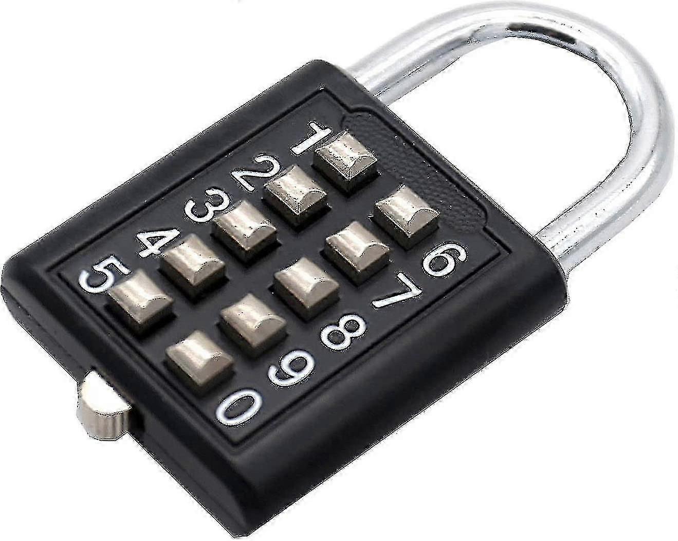 10-digit Button Combination Padlock 5 Locking Mechanism Bit Key Lock Blind Old