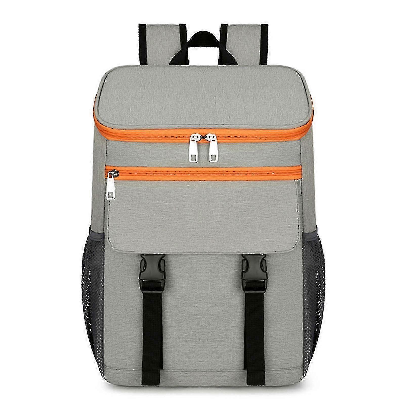 2025 Large Volume Waterproof Insulated Picnic Cooler Backpack with Grey and Orange Design