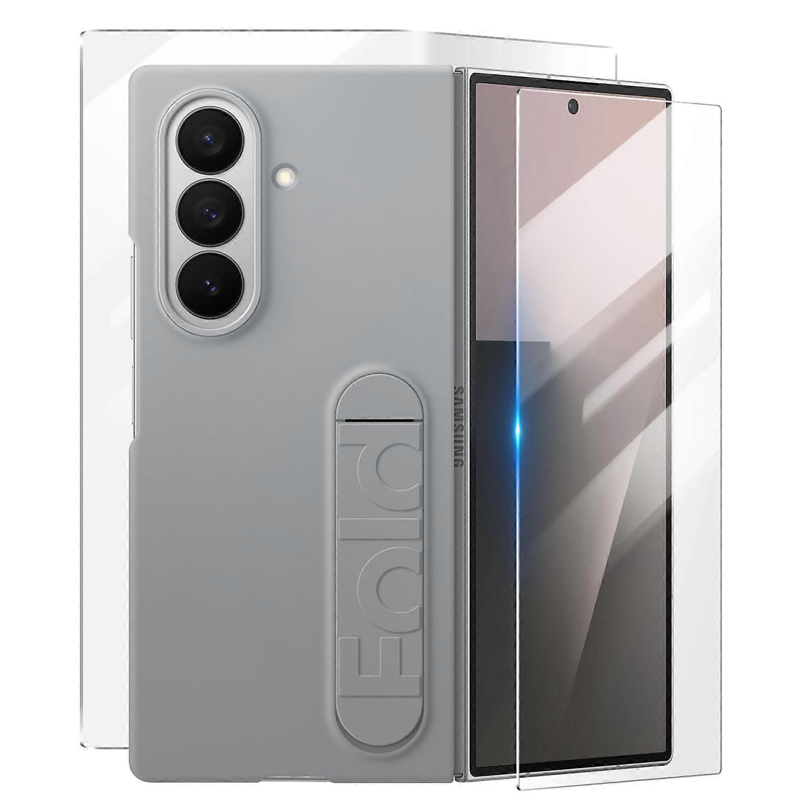 Silicone Case for Samsung Galaxy Z Fold 7 with Stand and Screen Protectors