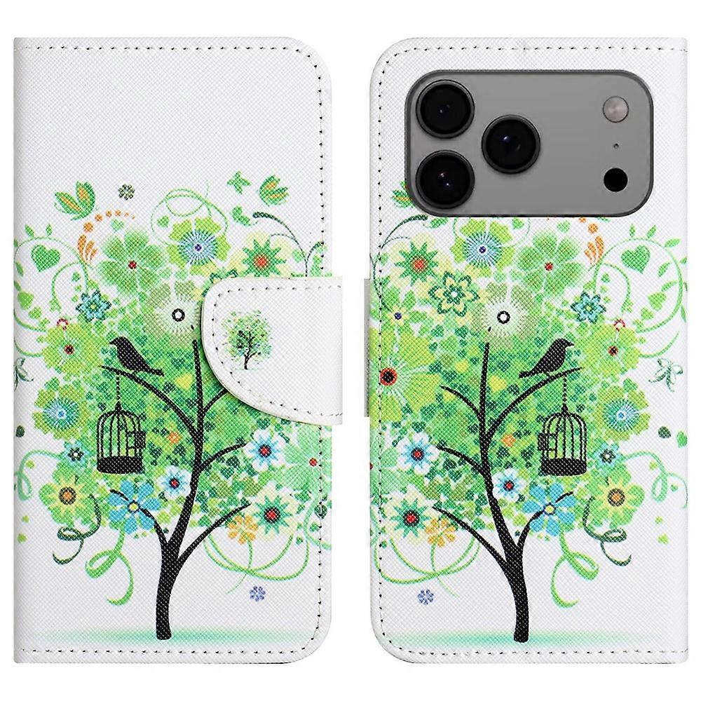 Compatible For iPhone 17 Pro Max Case Pattern Printing Cross Texture Leather Phone Cover