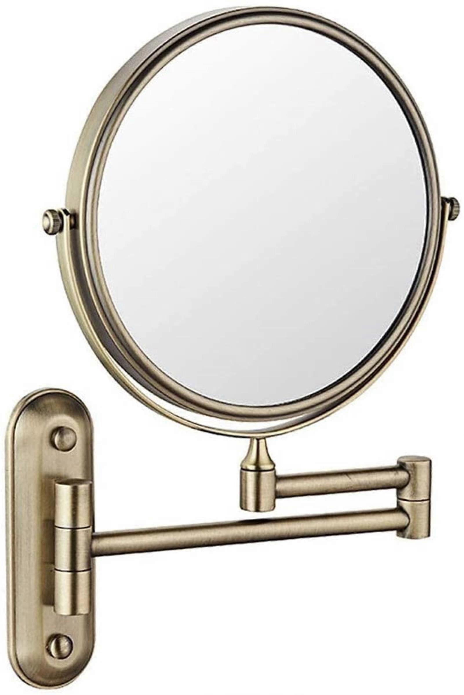 Wall Mounted Mirror with 3X/5X Magnification and Normal View, Double-Sided Antique Bronze Makeup Vanity Swivel Mirror