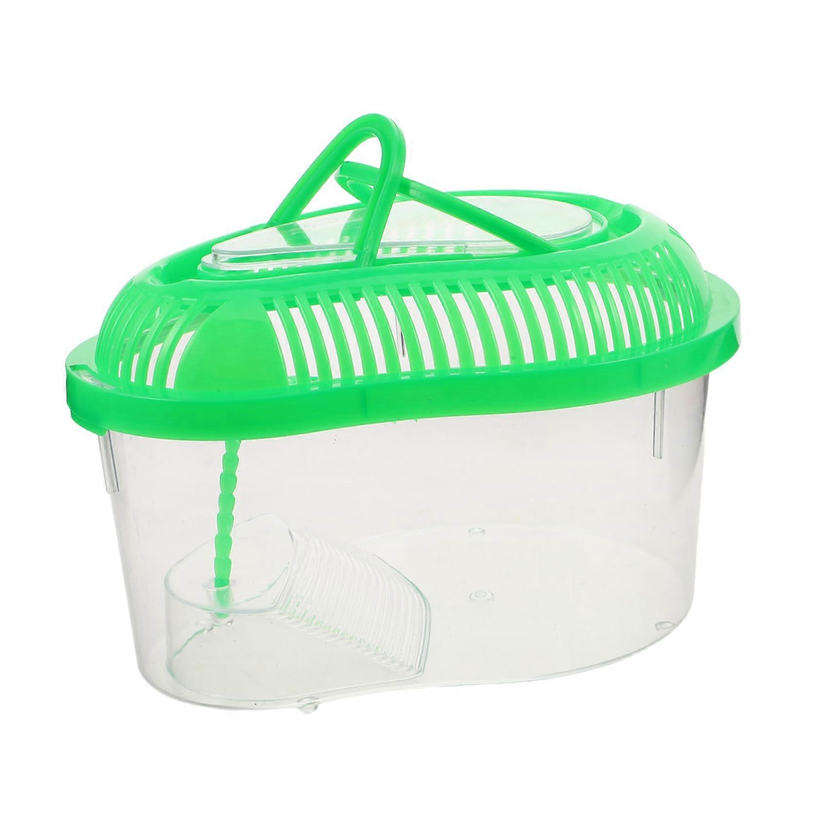 Portable Aquarium and Reptile Transport Box with Sunbathing Platform Green