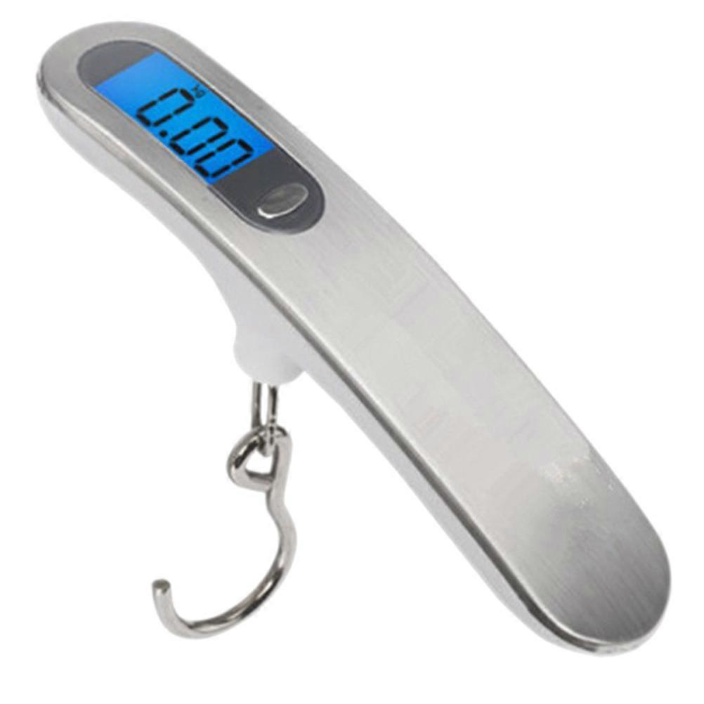 Multifunction Stainless Steel Luggage Scale for Weighing Fish and Bows with Backlit LCD Display Silver 0.1101lb