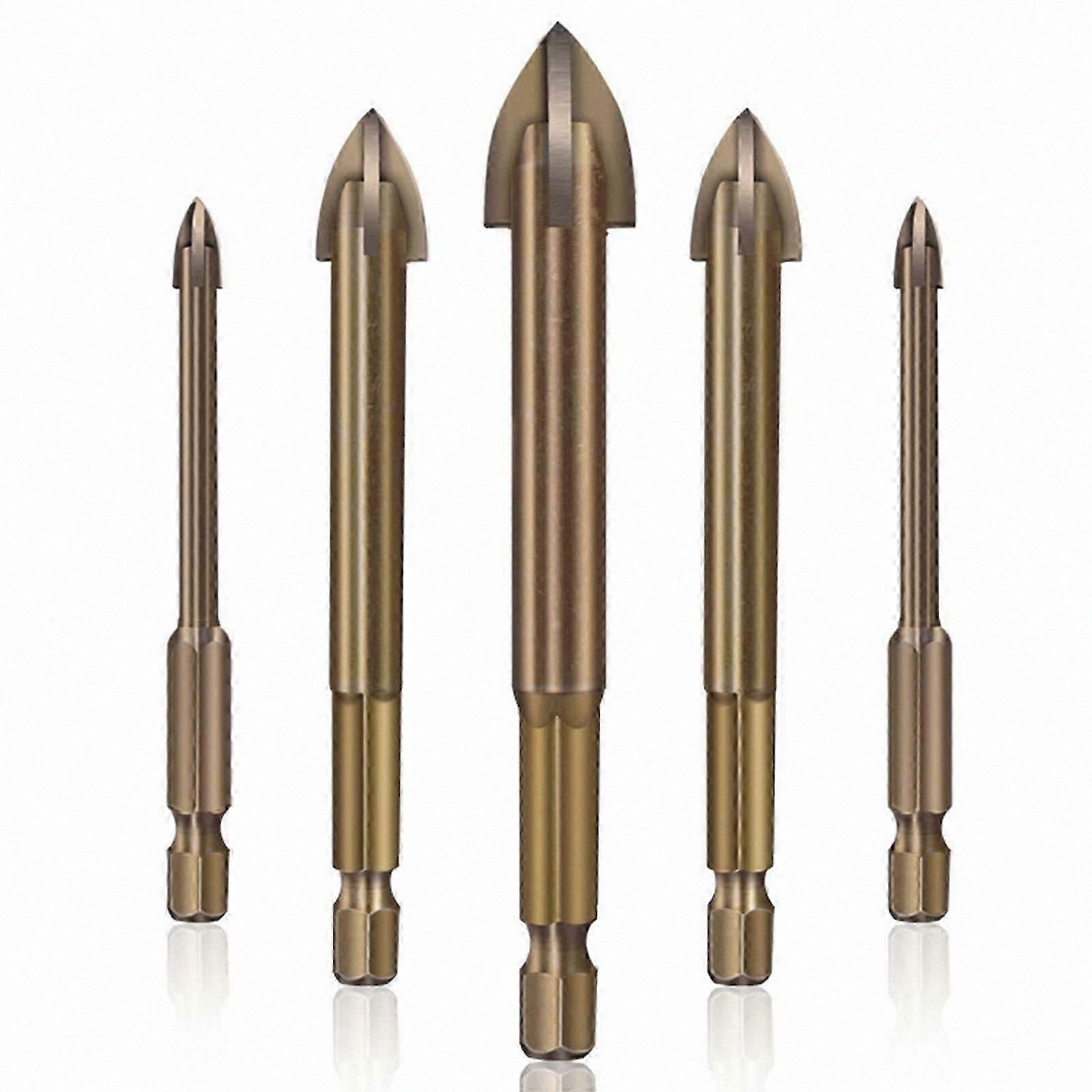 Universal Drilling Tool Set, 5-Piece Hex Tile Drill Bits for Concrete, Glass, Plastic, and Tile Projects