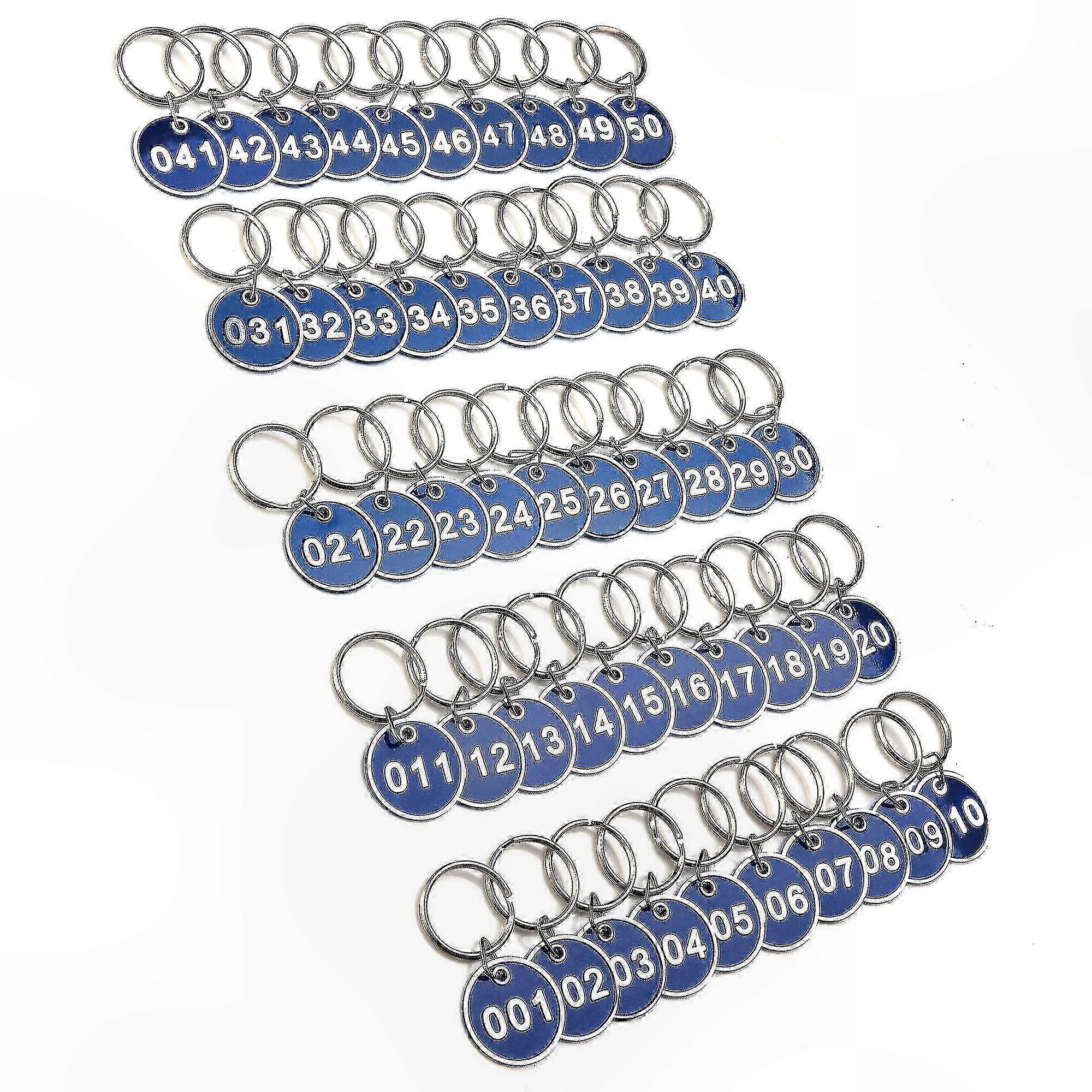 Engraved Aluminum Number Keychains 1-100 Tags for Gym Lockers and Bags with Durable Key Rings