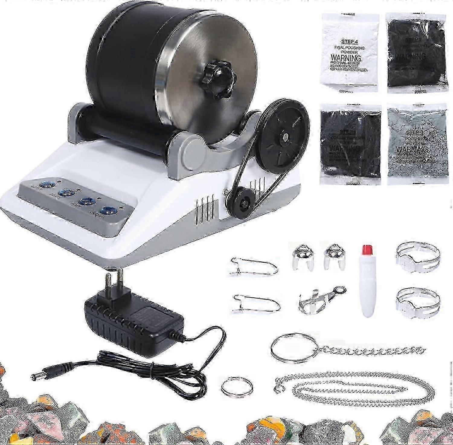 Rock Tumbler Set - Professional Stone Cup Set, Polishing Tumbler, Stone Grinder with 7 Day Timer and 4 Polishing Powders