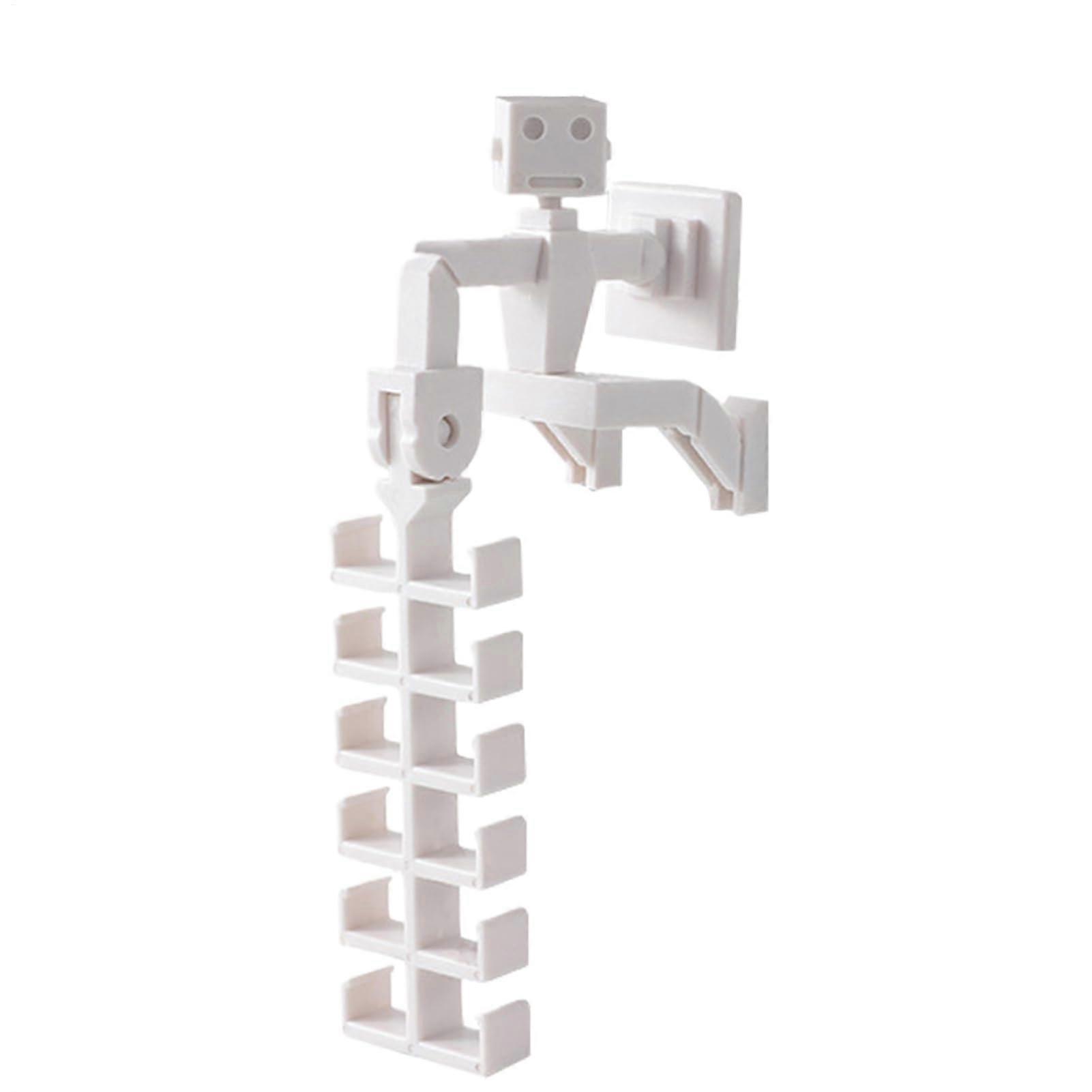 Wall Hooks Adhesive Backpack Hooks Self-Adhesive Towel Hooks Robot Shape Organizer White Door Handbag Necklace