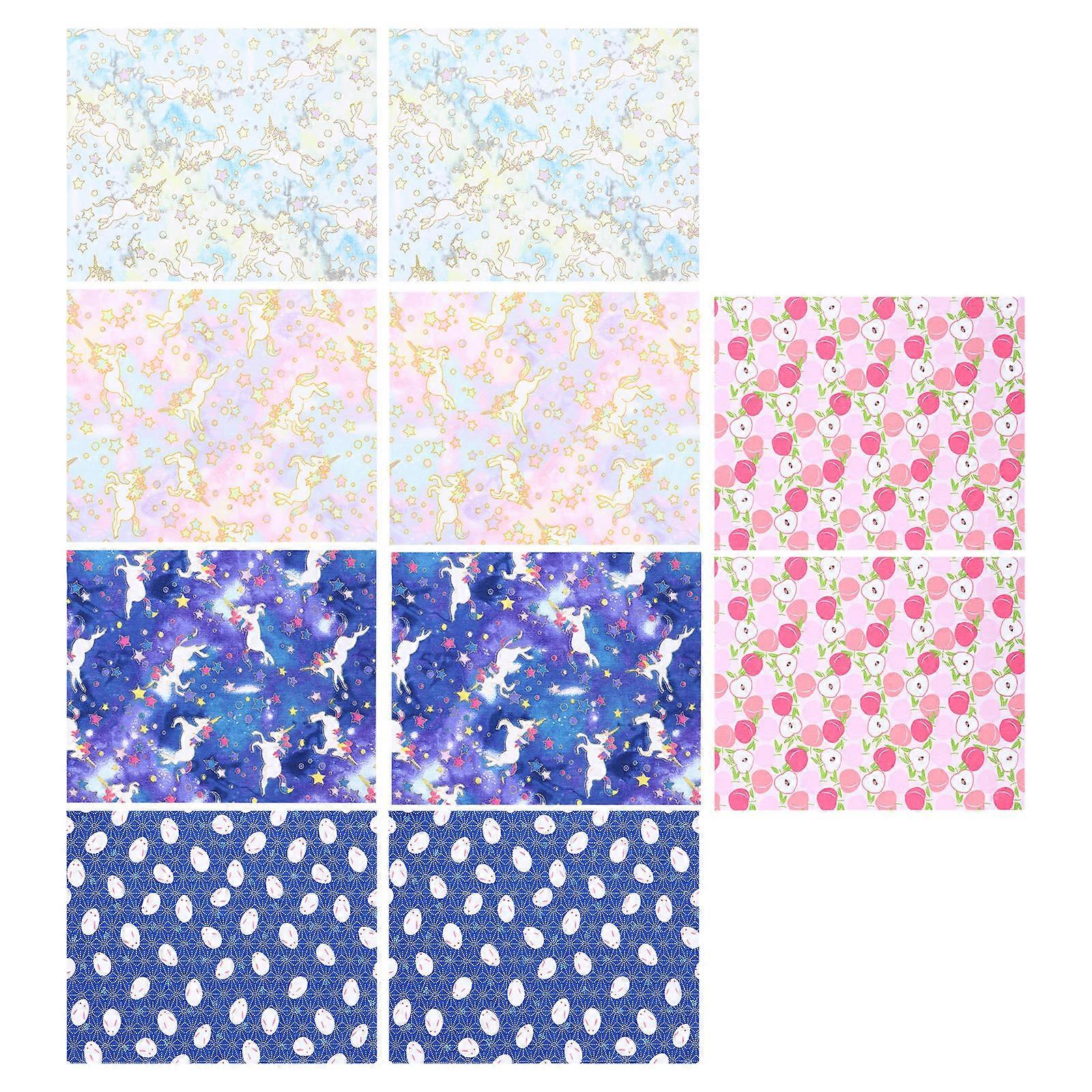 Printed Cotton Fabric DIY Cloth for Sewing 10 Sheets Assorted Color Patchwork