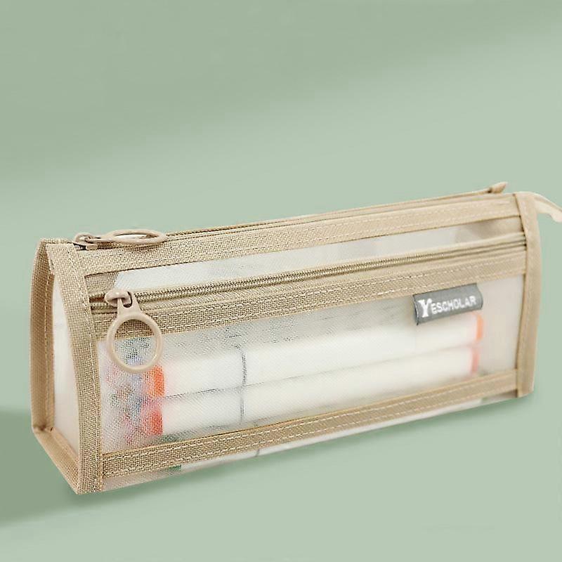 Large Capacity Double-Layer Mesh Pencil Case