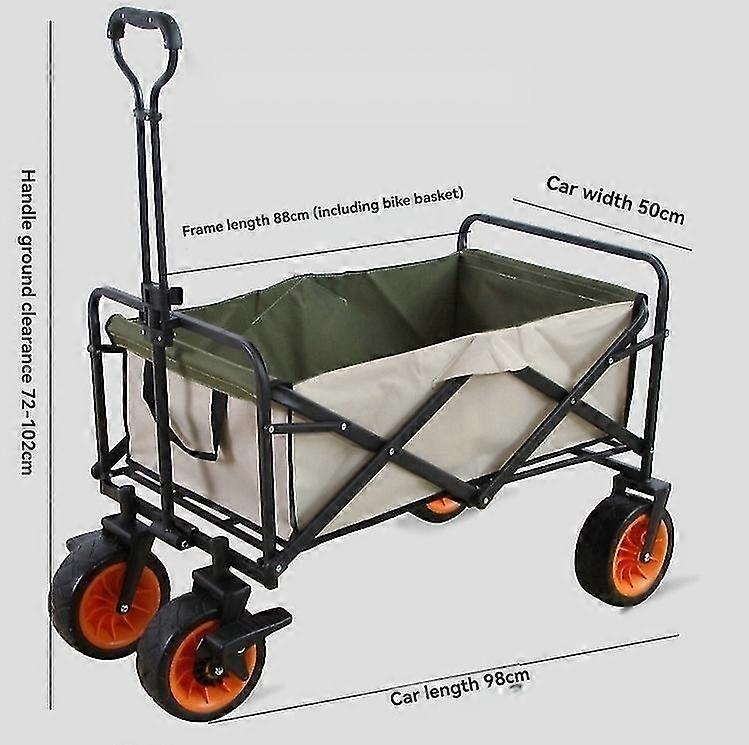 Foldable stroller with 8-inch widened rubber off-road wheels with double brakes (green)