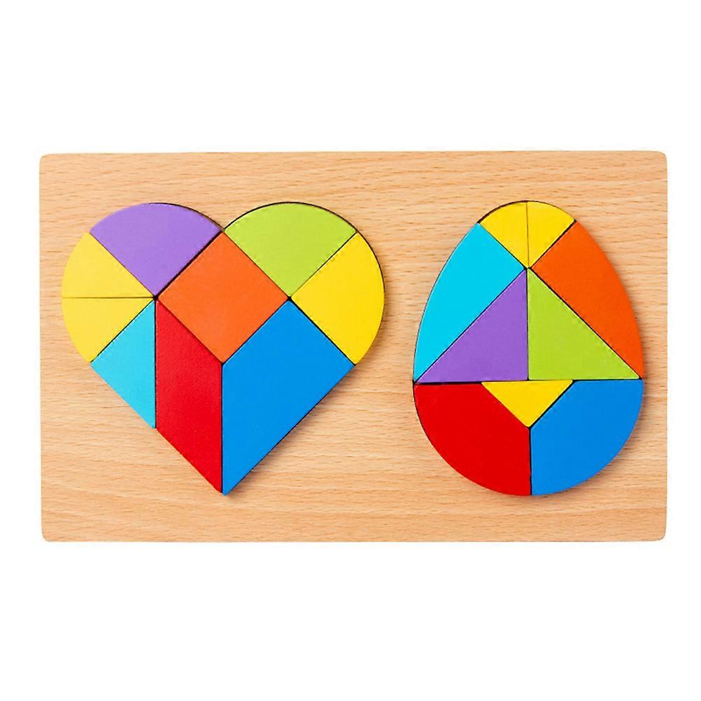 Few Geometry Pairing Tangram Toy for Kids Use 1Set Egg and Heart Shape Puzzle
