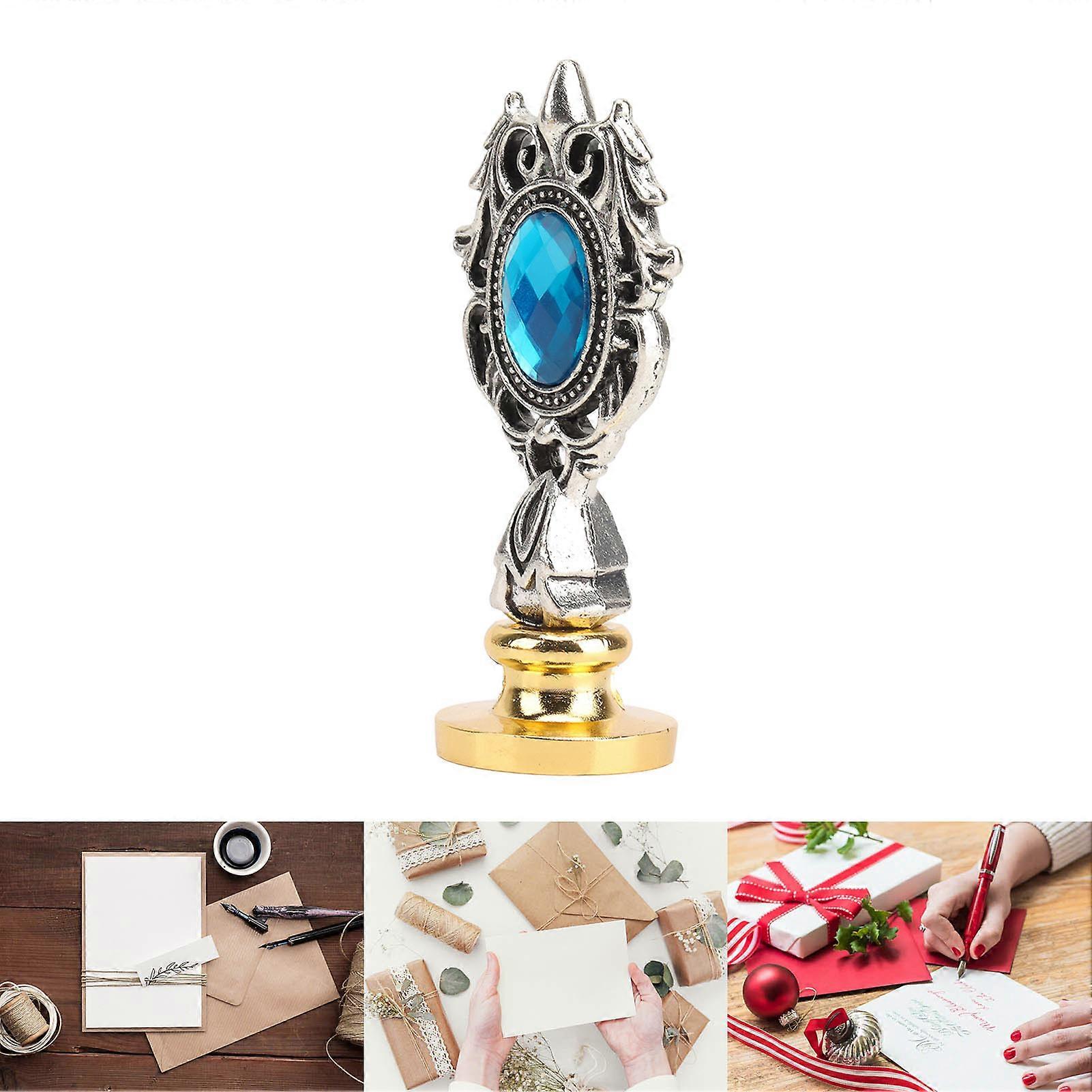 Wax Sealing Stamp Kit with Handle, Clear Pattern, Blue, 24cm x 13.6cm