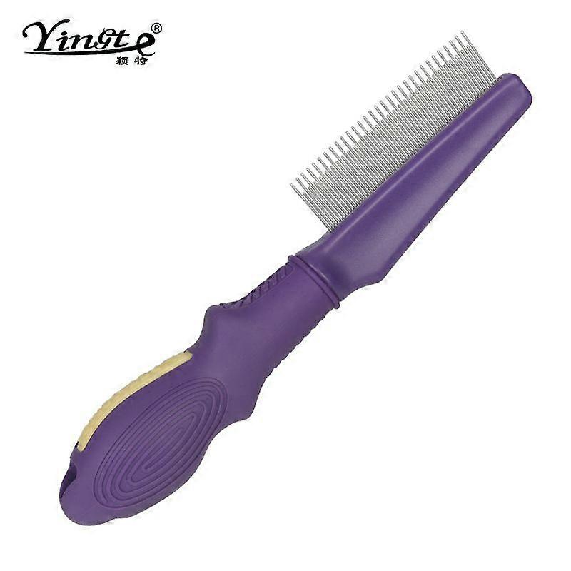 Pet Comb for Dogs & Cats with Long & Short Stainless Steel Metal Teeth For Shedding and Tangles, Non-Slip & Anti-Static Rubber Handle, Safe & Gentle P