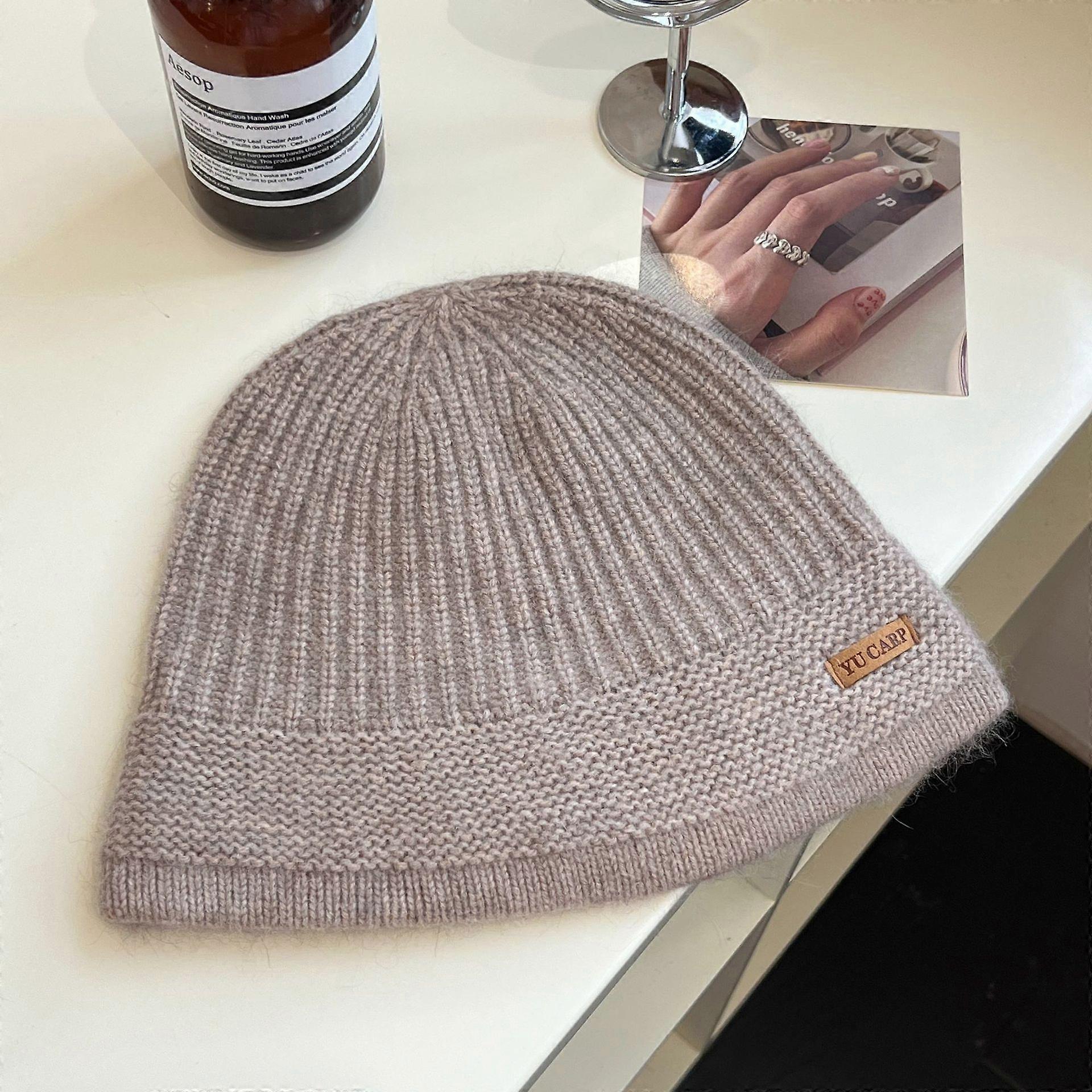 New autumn and winter wool knitted hat fashion casual wool minimalist lazy style face small bun warm hat