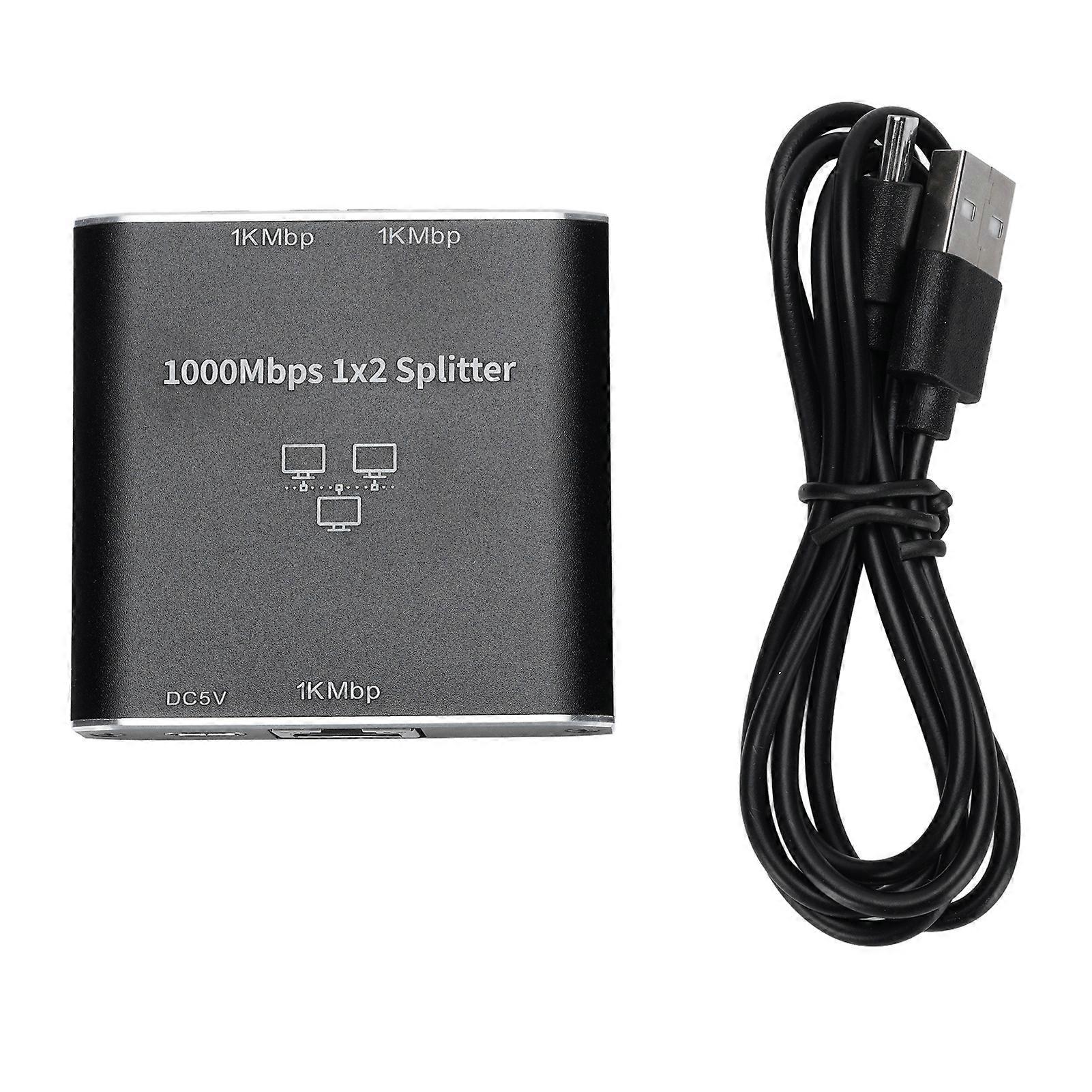 Gigabit Ethernet Splitter 1 to 2 1000Mbps RJ45 Network Adapter