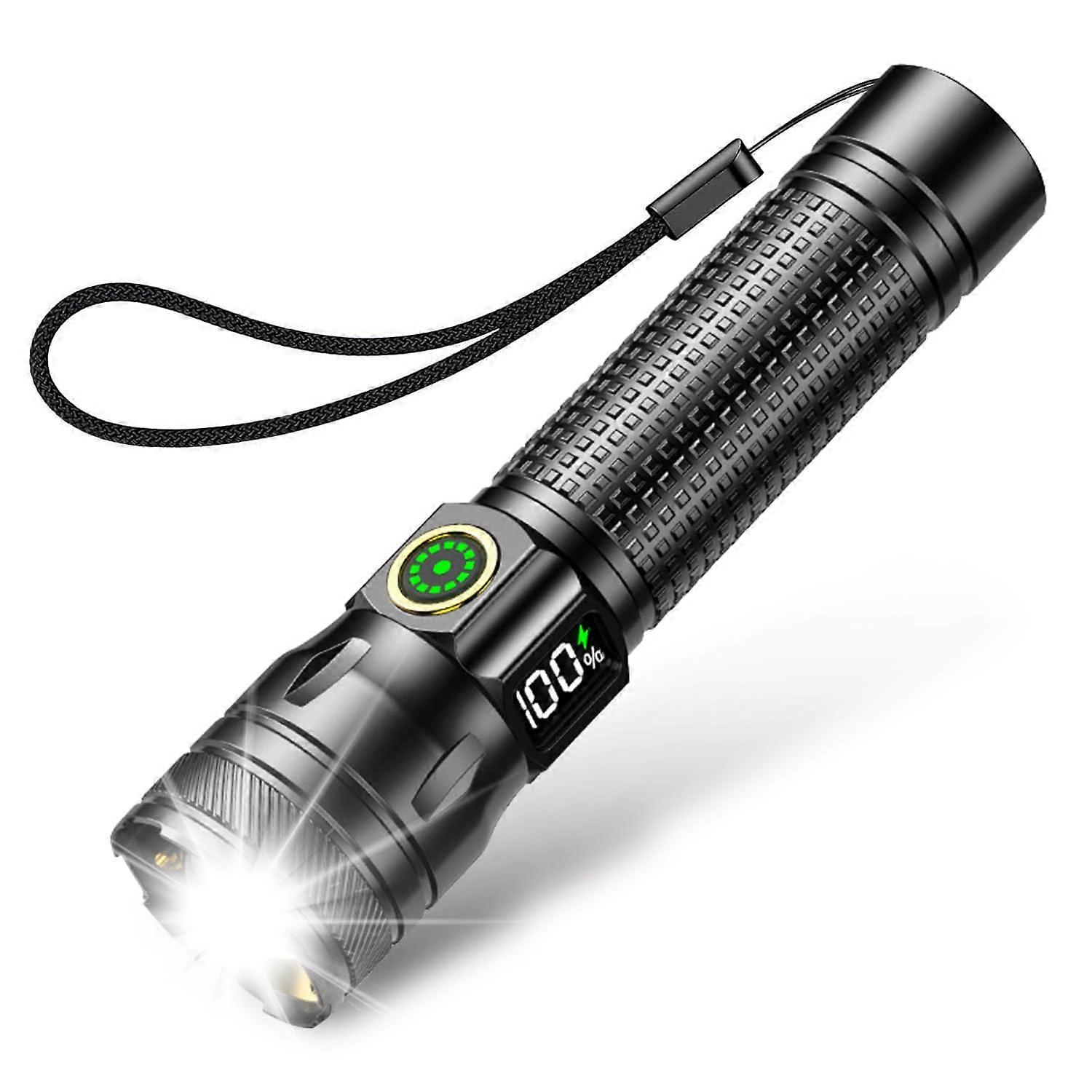 LED Rechargeable Torch 2000 Lumens, 3Mode Zoomable Mini Torch, IP65 Waterproof for Camping, Fishing, Emergency
