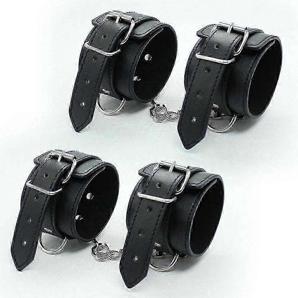 Μαύροι δερμάτινοι ιμάντες αστραγάλου για προπόνηση, μανσέτες γυμναστικής, γλουτούς και προπόνηση ποδιών, γιόγκα στο σπίτι για άνδρες και γυναίκες