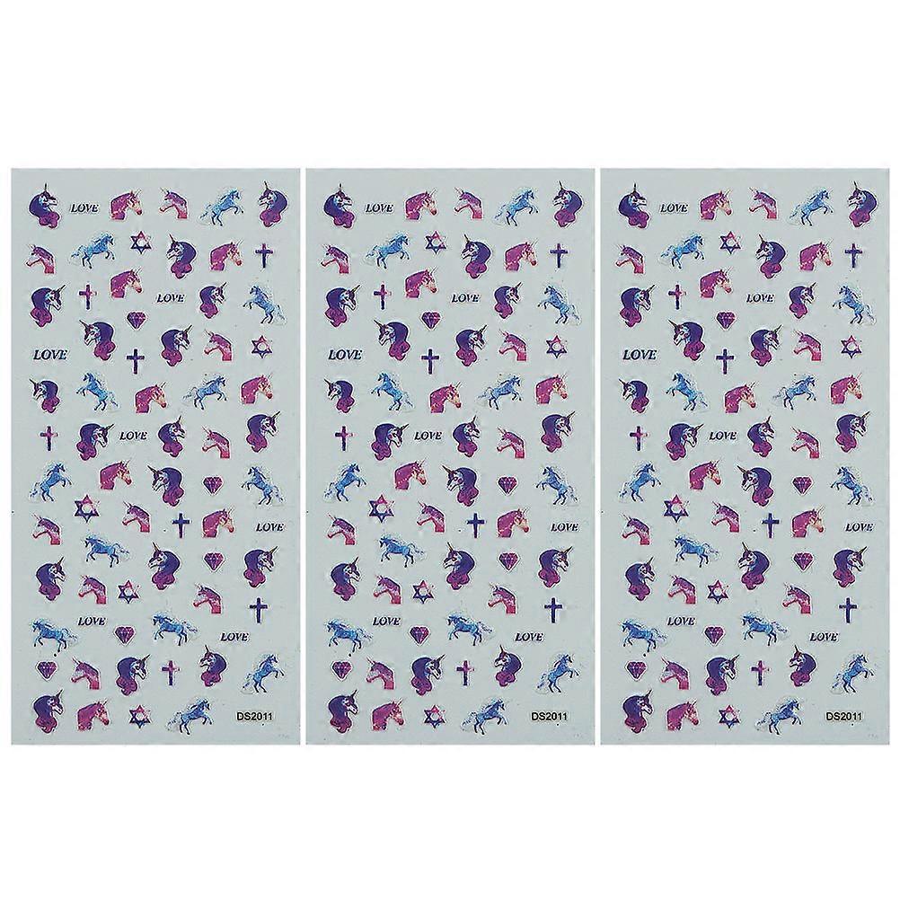 Fingernail Decals for Kids Design Great for Birthday Party Assorted Color 3 Sheets