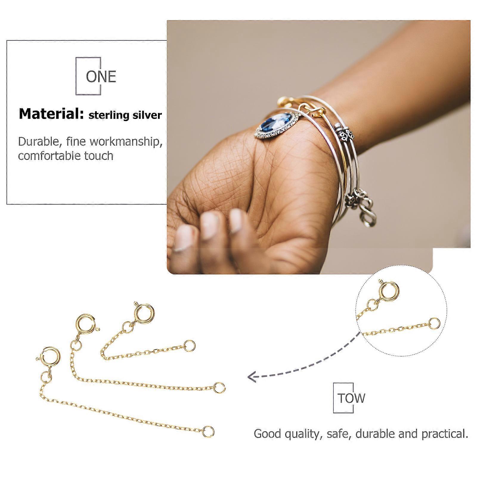 Pure Silver Chain Accessories Sterling Silver Chain Extension 3Pcs Set